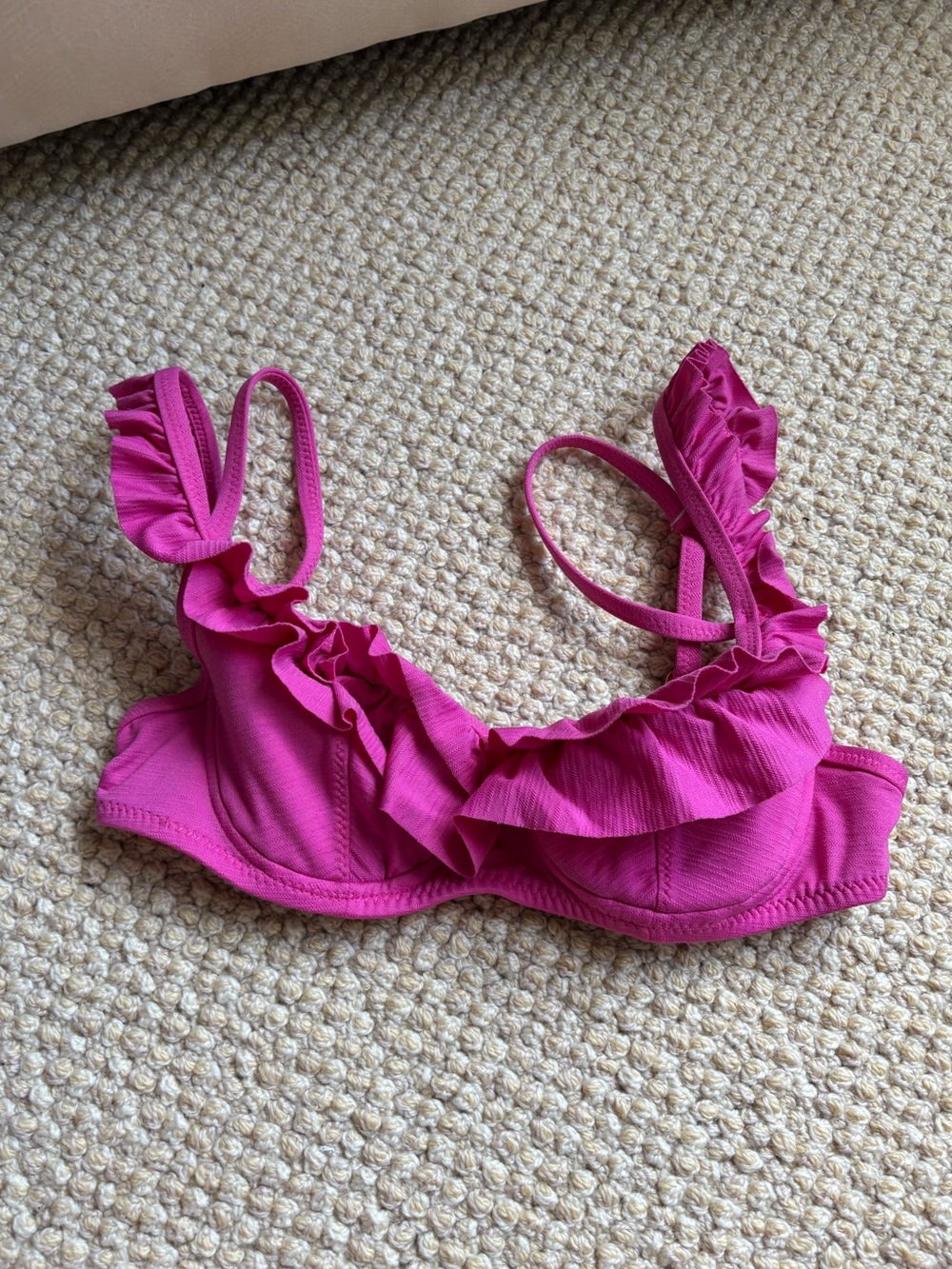 Betsey Johnson Bubblegum Pink Ruffle Bikini Top